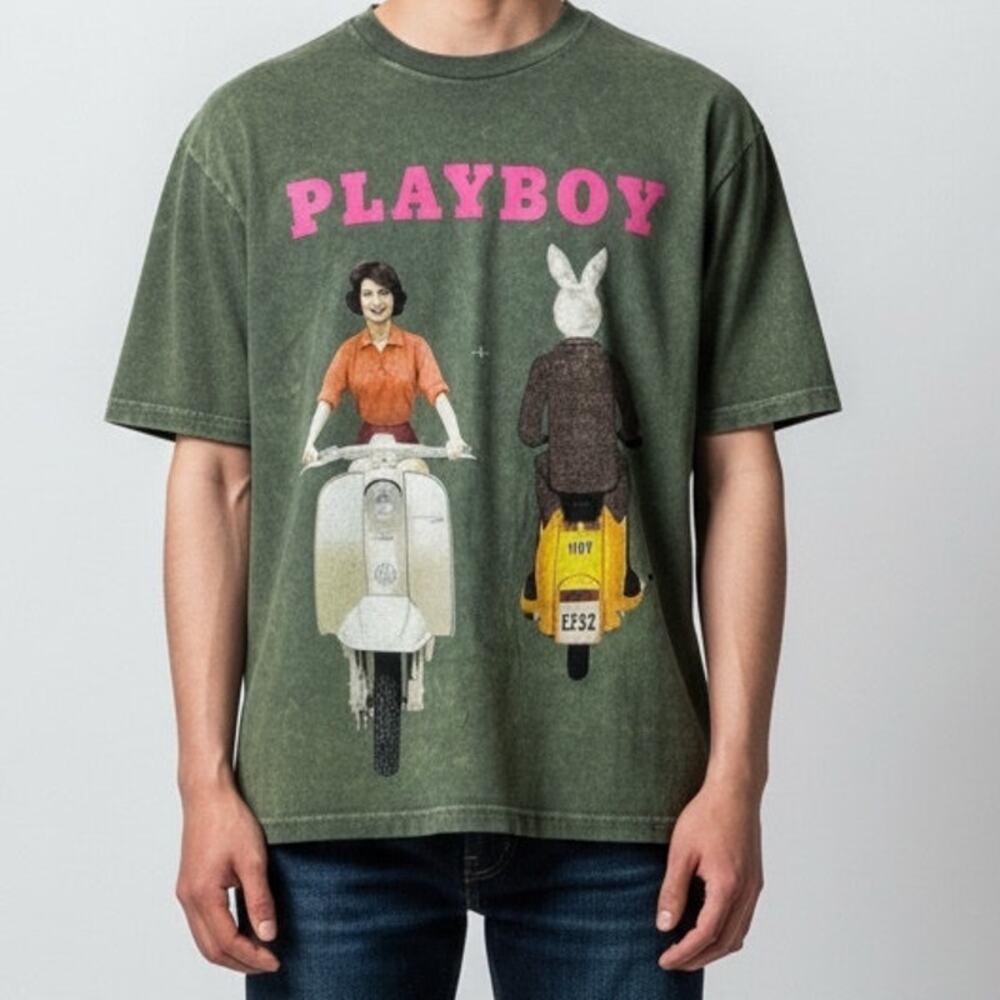 Playboy Vintage Style 1959 Cover Short Sleeve Unisex T Shirt Crew Neck S Green
